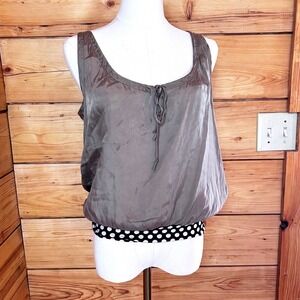 Silk Tank Top Womens Large Taupe Polka Dot Blouson Marc Jacobs Y2K Art Luxury